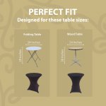 Spandex Cocktail Tablecloth 24 x 30 Round Fit Black