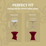 Spandex Cocktail Tablecloth 24 x 30 Round Fit Burgundy