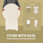 Spandex Cocktail Tablecloth 24 x 30 Round Storage Ivory