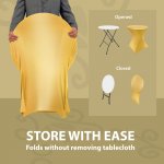 Spandex Cocktail Tablecloth 24 x 30 Round Storage Metallic Gold