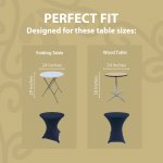 Spandex Cocktail Tablecloth 24 x 30 Round Fit Navy Blue