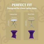 Spandex Cocktail Tablecloth 24 x 30 Round Fit Purple