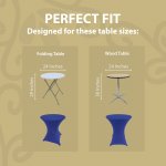 Spandex Cocktail Tablecloth 24 x 30 Round Fit Royal Blue