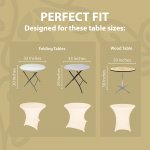 Spandex Cocktail Tablecloth 32 x 30 Round Fit Ivory