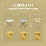 Spandex Cocktail Tablecloth 32 x 30 Round Fit Metallic Gold