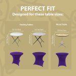 Spandex Cocktail Tablecloth 32 x 30 Round Fit Purple