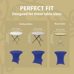 Spandex Cocktail Tablecloth 32 x 30 Round Fit Royal Blue