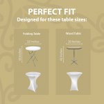 Spandex Cocktail Tablecloth 32 x 43 Round Fit Metallic Silver