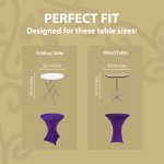 Spandex Cocktail Tablecloth 32 x 43 Round Fit Purple