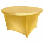 Spandex Cocktail Tablecloth 48 Inch 4 Foot Round Metallic Gold