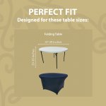 Spandex Cocktail Tablecloth 48 Inch 4 Foot Round Fit Navy Blue