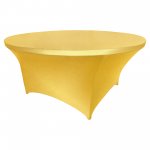 Spandex Cocktail Tablecloth 60 Inch 5 Foot Round Metallic Gold