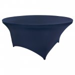 Spandex Cocktail Tablecloth 60 Inch 5 Foot Round Navy Blue