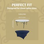 Spandex Cocktail Tablecloth 60 Inch 5 Foot Round Fit Navy Blue