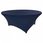 Spandex Cocktail Tablecloth 72 Inch 6 Foot Round Navy Blue