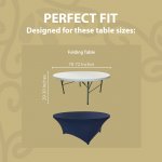 Spandex Cocktail Tablecloth 72 Inch 6 Foot Round Fit Navy Blue